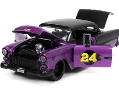 1955 Chevrolet Bel Air #24 Purple Metallic and Matt Black 