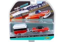 1957 Chevrolet Bel Air with Alameda Trailer Red Tow & Go 1/64 Diecast Model Maisto 15368-B