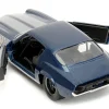1973 Chevrolet Camaro Dark Blue Metallic with Gray Stripes and Winter Soldier Diecast Figure Marvel Avengers Hollywood Rides Series 1/32 Diecast Model Car Jada 33073