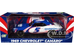 1969 Chevrolet Camaro #5 Kyle Larson "Hendrick Motorsports First Win Tribute" Blue and White with Graphics 1/18 Diecast Model Car by Highway 61