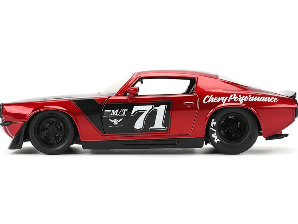 1971 Chevrolet Camaro #71 Red Metallic with Black Stripes "Bigtime Muscle" Series 1/24 Diecast Model Car by Jada