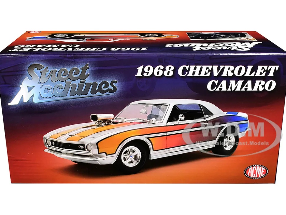1968 Chevrolet Camaro "Street Machines" Silver Metallic with Graphics Limited Edition to 300 pieces Worldwide 1/18 Diecast Model Car by ACME