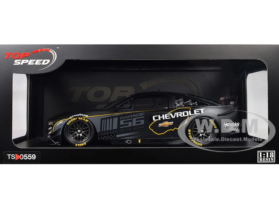 Chevrolet Camaro ZL1 #24 "Hendrick Motorsports Test Car" Matt Black with Graphics 1/18 Model Car by Top Speed