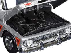 1966 Chevrolet C10 Fleetside Pickup Truck Silver Metallic with Brown Sides with Camper Shell "American Classics" Series 1/24 Diecast Model Car by Motormax