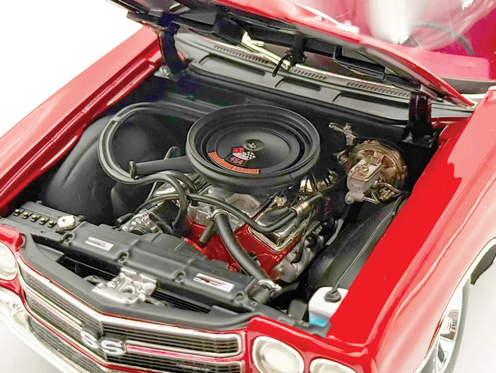 1970 Chevrolet Chevelle SS 454 LS6 Cranberry Red with White Stripes and Red Interior Limited Edition to 454 pieces Worldwide 1/18 Diecast Model Car by ACME