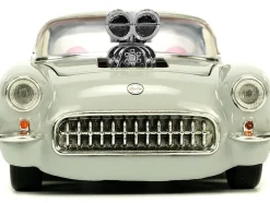 1957 Chevrolet Corvette Beige with Pink Interior with Bugs Bunny Figure Looney Tunes Hollywood Rides Series 1/24 Diecast Model Car Jada 32390