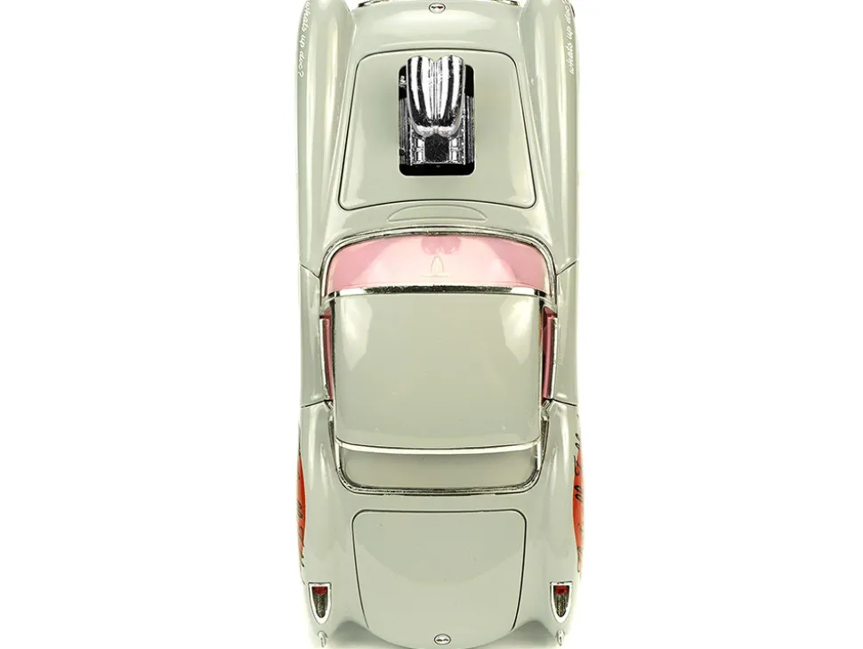 1957 Chevrolet Corvette Beige with Pink Interior with Bugs Bunny Figure Looney Tunes Hollywood Rides Series 1/24 Diecast Model Car Jada 32390