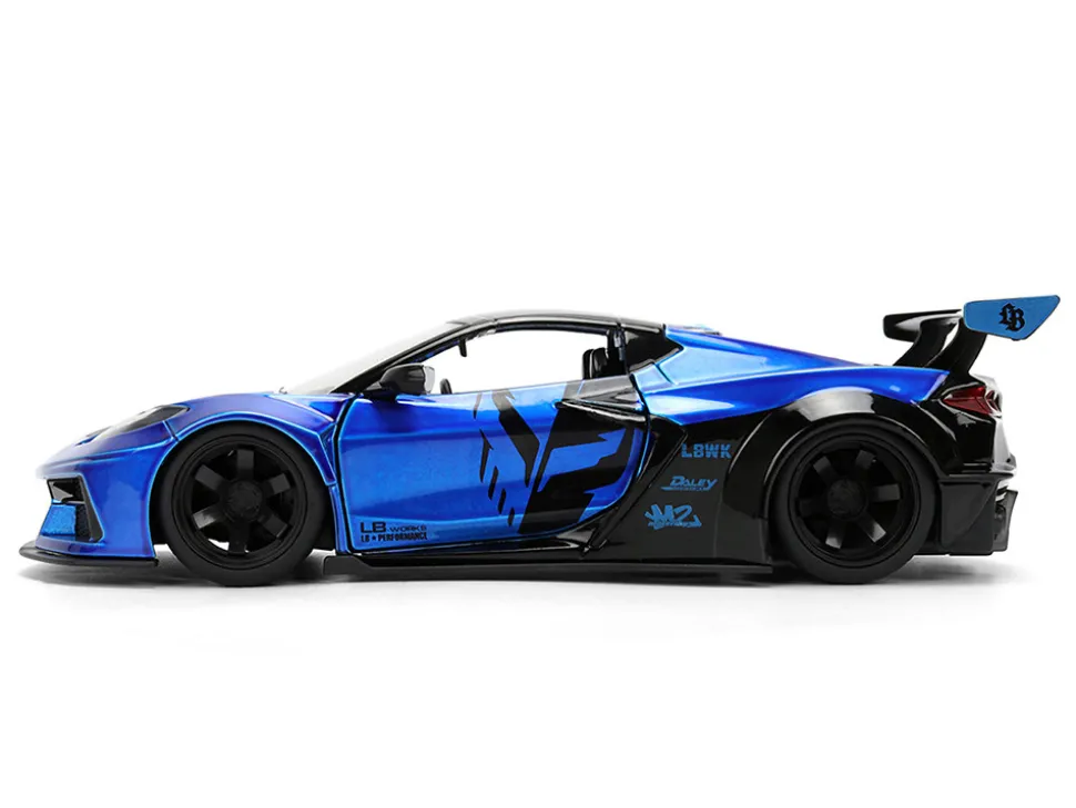 Chevrolet Corvette C8 "Liberty Walk" Candy Blue and Black "Hyper-Spec" Series 1/24 Diecast Model Car by Jada