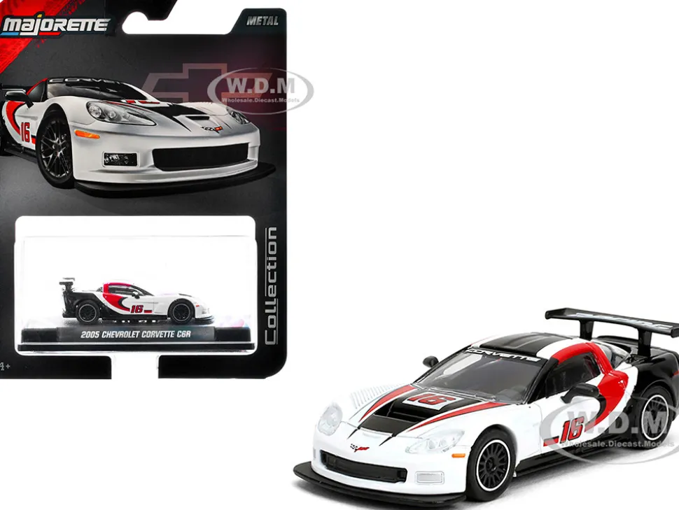 2005 Chevrolet Corvette C6R #16 White with Black and Red Graphics "Collection" Series 1/64 Diecast Model Car by Majorette