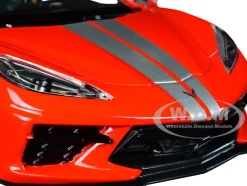 2020 Chevrolet Corvette C8 Stingray Red Silver Racing Stripes Timeless Legends 1/24 Diecast Model Car Motormax 79360