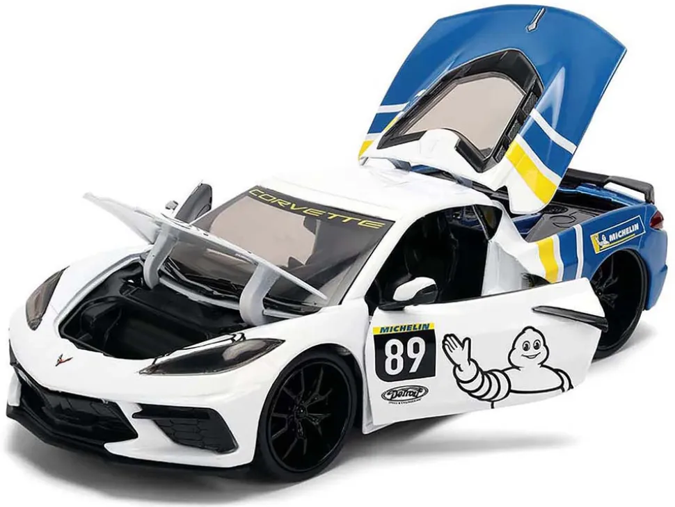 2020 Chevrolet Corvette Stingray C8 #89 "Michelin" White with Yellow and Blue Stripes "Bigtime Muscle" Series 1/24 Diecast Model Car by Jada