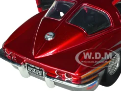 1963 Chevrolet Corvette Stingray Red Metallic with Silver Graphics Bigtime Muscle Series 1/24 Diecast Model Car Jada 35023