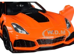 2019 Chevrolet Corvette ZR1 Orange Black Accents 1/24 Diecast Model Car Motormax 79356