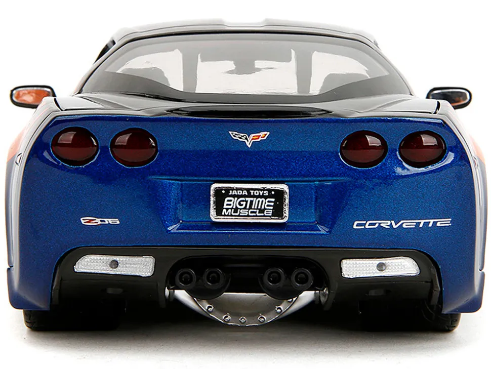 2006 Chevrolet Corvette Z06 #333 "Spirit Racing" Blue Metallic and Orange with Black Hood and Top "Bigtime Muscle" Series 1/24 Diecast Model Car by Jada