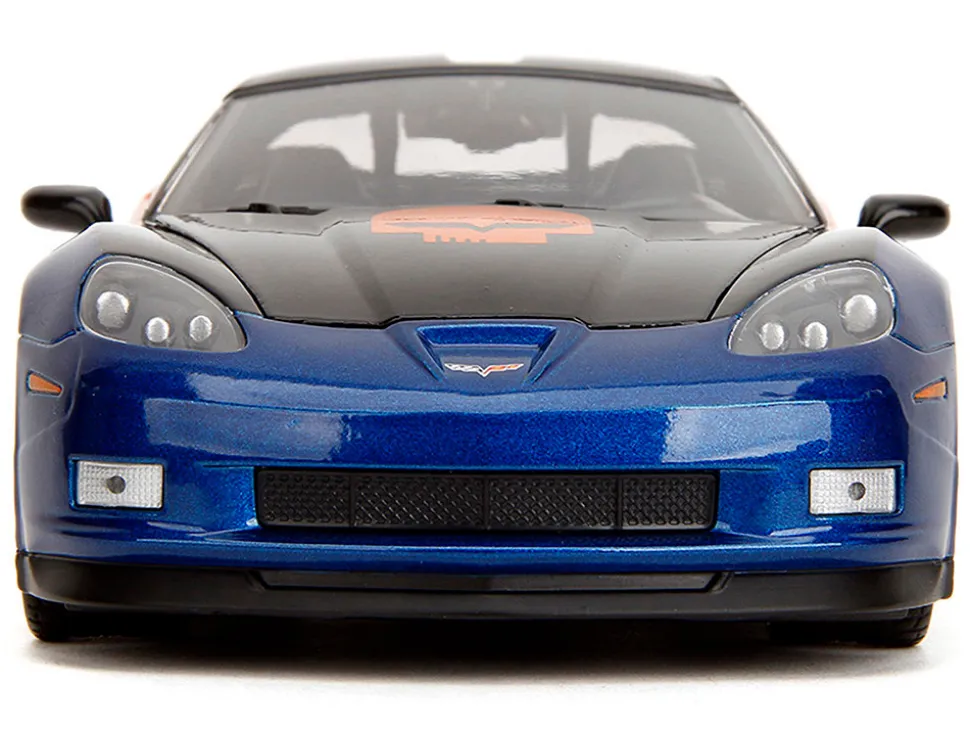2006 Chevrolet Corvette Z06 #333 "Spirit Racing" Blue Metallic and Orange with Black Hood and Top "Bigtime Muscle" Series 1/24 Diecast Model Car by Jada
