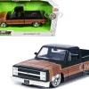 1985 Chevrolet C-10 Pickup Truck Black with Stripes and Paradox Wheels "Just Trucks" Series 1/24 Diecast Model Car by Jada