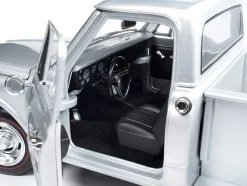 1968 Chevrolet C10 Stepside Pickup Truck Silver Metallic 1/18 Diecast Model Car by Auto World