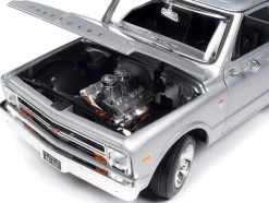 1968 Chevrolet C10 Stepside Pickup Truck Silver Metallic 1/18 Diecast Model Car by Auto World