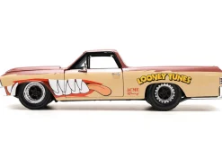 1967 Chevrolet El Camino Brown and Beige with Graphics and Tasmanian Devil Taz Diecast Figure Looney Tunes Hollywood Rides Series 1/24 Diecast Model Car Jada JA35130