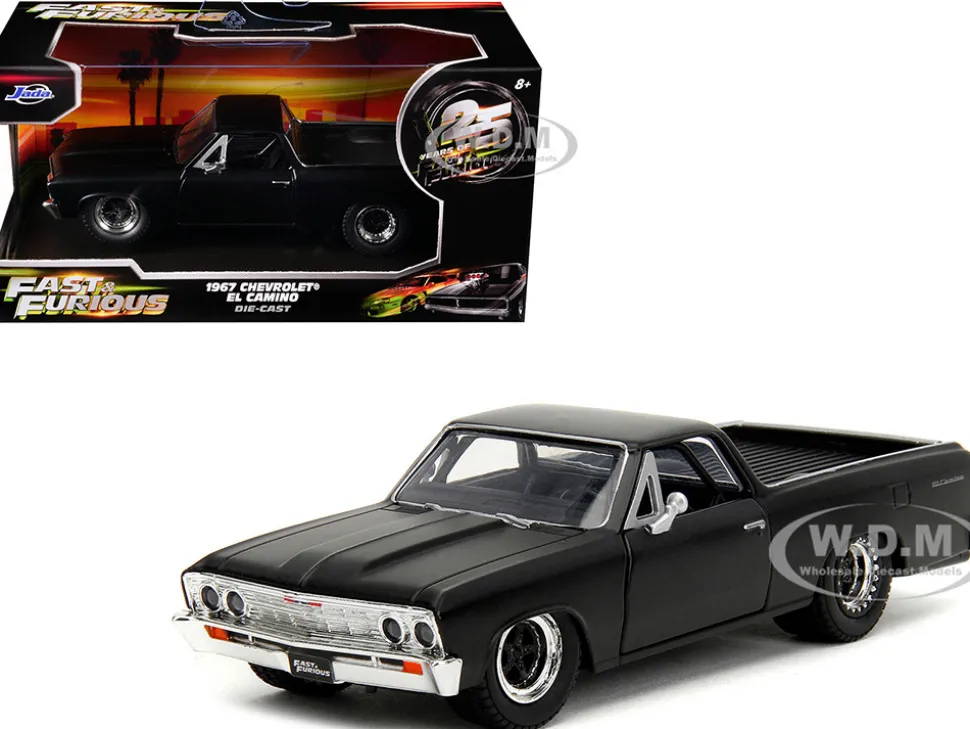 1967 Chevrolet El Camino Matt Black Fast & Furious Series 1/32 Diecast Model Car Jada 34414