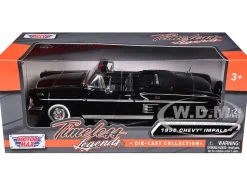 1958 Chevrolet Impala Black 1/24 Diecast Model Car Motormax 73267