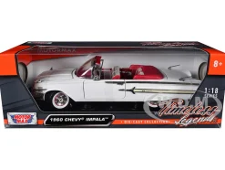 1960 Chevrolet Impala Convertible White 1/18 Diecast Model Car Motormax 73110