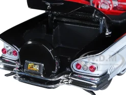 1958 Chevrolet Impala Convertible Lowrider Black White Red Interior Get Low Series 1/24 Diecast Model Car Motormax 79025