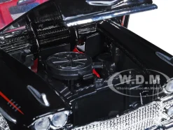 1958 Chevrolet Impala Convertible Lowrider Black White Red Interior Get Low Series 1/24 Diecast Model Car Motormax 79025