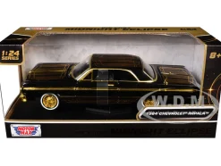 1964 Chevrolet Impala Lowrider Black with Gold Graphics and Wheels 