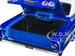 1964 Chevrolet Impala Lowrider Hard Top Candy Blue Metallic Cream Top Get Low Series 1/24 Diecast Model Car Motormax 79021