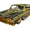 1964 Chevrolet Impala SS Lowrider Gray Metallic with Gold Graphics "Lowriders" "Maisto Design" Series 1/26 Diecast Model Car by Maisto