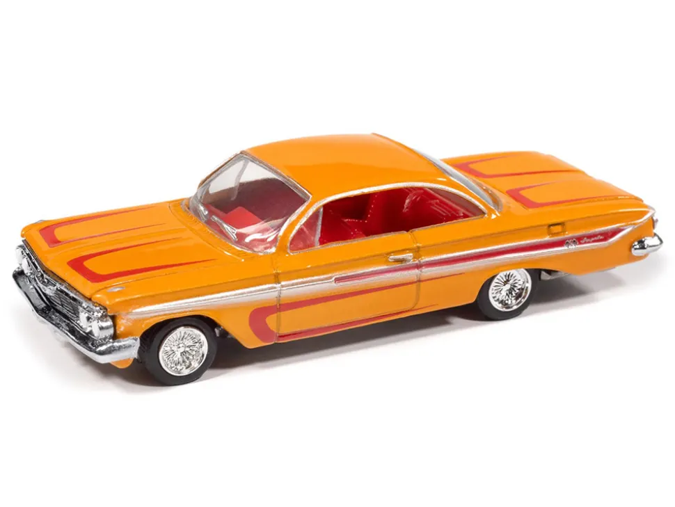 1961 Chevrolet Impala SS 409 Yellow Metallic with Red Stripes and Interior "Scrapin" Series 1/64 Diecast Model Car by Johnny Lightning