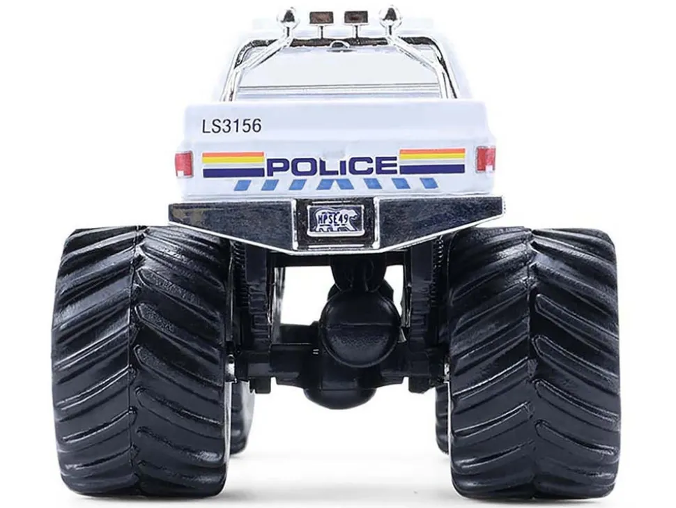 1986 Chevrolet Silverado Monster Truck "Royal Canadian Mounted Police" White with Stripes "Kings of Crunch - Hot Pursuit" Special Edition 1/64 Diecast Model Car by Greenlight