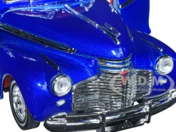 1941 Chevrolet Special Deluxe Convertible Candy Blue Metallic Red Interior Low Rider Collection 1/24 Diecast Model Car Welly 22411