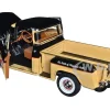 1957 Chevrolet 3100 Stepside Pickup Truck Black and Tan with Graphics Leinenkugle's Beer The Pride of Chippewa Falls 1/18 Diecast Model Auto World AW311