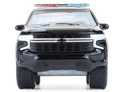 2024 Chevrolet Tahoe Police Pursuit Vehicle "Dover Police – 100th Anniversary Edition" Black with White Stripes "Hobby Exclusive" Series 1/64 Diecast Model Car by Greenlight
