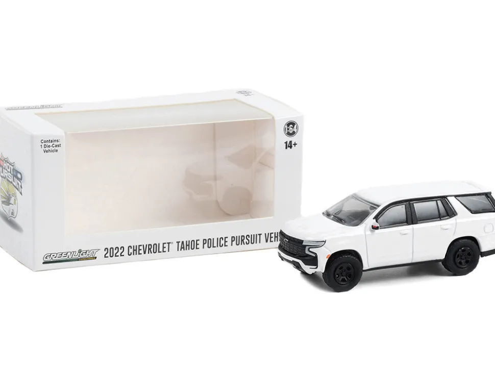 2022 Chevrolet Tahoe Police Pursuit Vehicle PPV White Hot Pursuit Hobby Exclusive Series 1/64 Diecast Model Car Greenlight 43001
