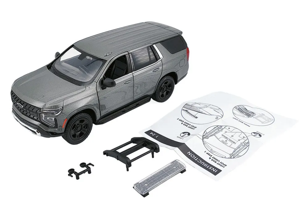 2025 Chevrolet Tahoe PPV Dark Gray Metallic "Custom Builder's Kit - Law Enforcement and Public Service" Series 1/24 Diecast Model Car by Motormax