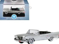 1961 Chrysler 300G Convertible Sheffield Silver Metallic 1/87 (HO) Scale Diecast Model Car by Oxford Diecast