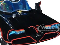 1966 Classic Batmobile with Diecast Batman The Joker The Penguin Plastic Robin Sitting Inside The Car Batman TV Series 1966 Hollywood Rides Series 1/24 Diecast Model Car Jada 33737