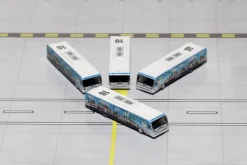 Cobus 3000 Passenger Bus White and Blue with Graphics US Airways Shuttle Bus Greener Transit 4 Piece Set 1/400 Diecast Models GeminiJets GJ1534