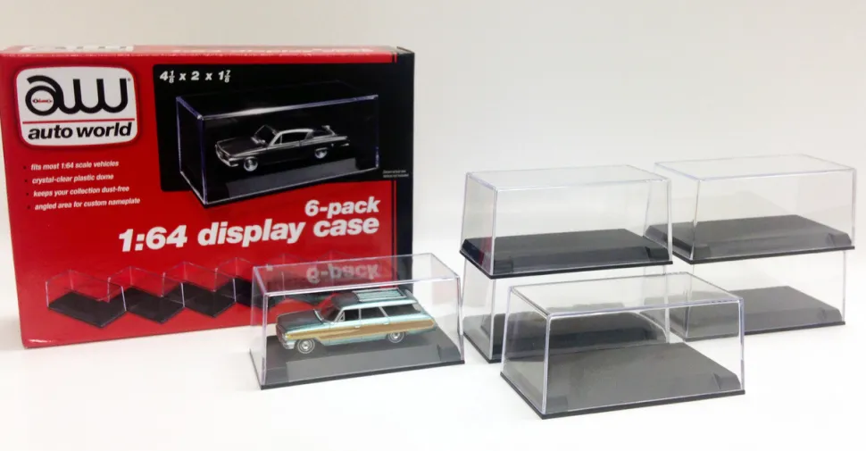 6 Collectible Display Show Cases for 1/64 Scale Model Cars Auto World AWDC008