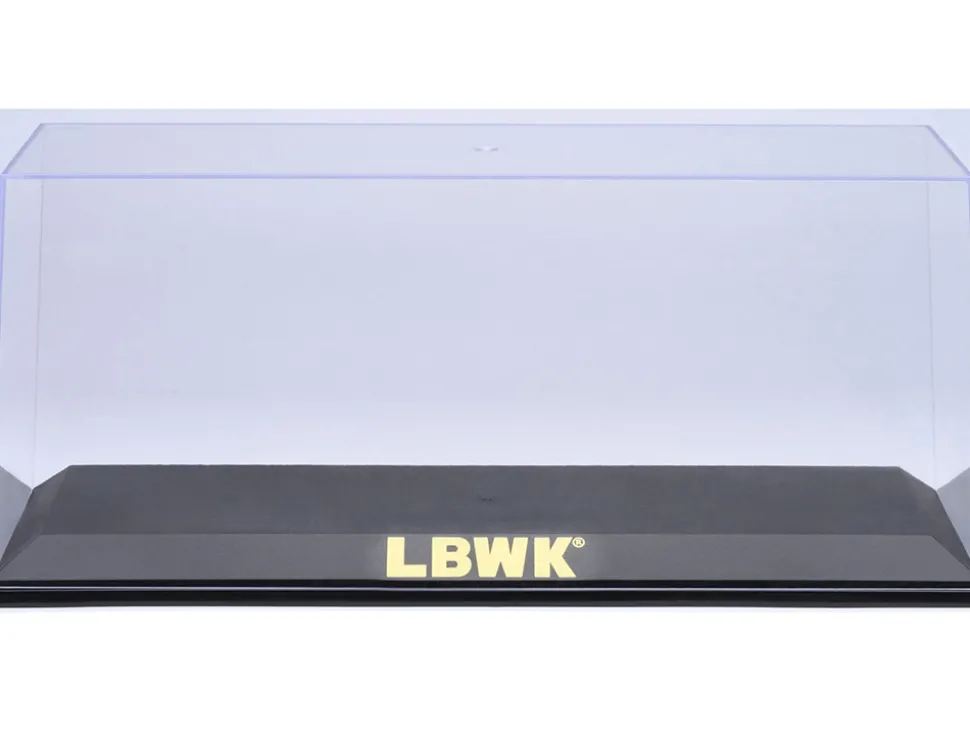 Collectible Display Show Case with Black Plastic Base and Gold "LBWK" Logo for 1/18-1/24 Scale Model Cars by Autoart