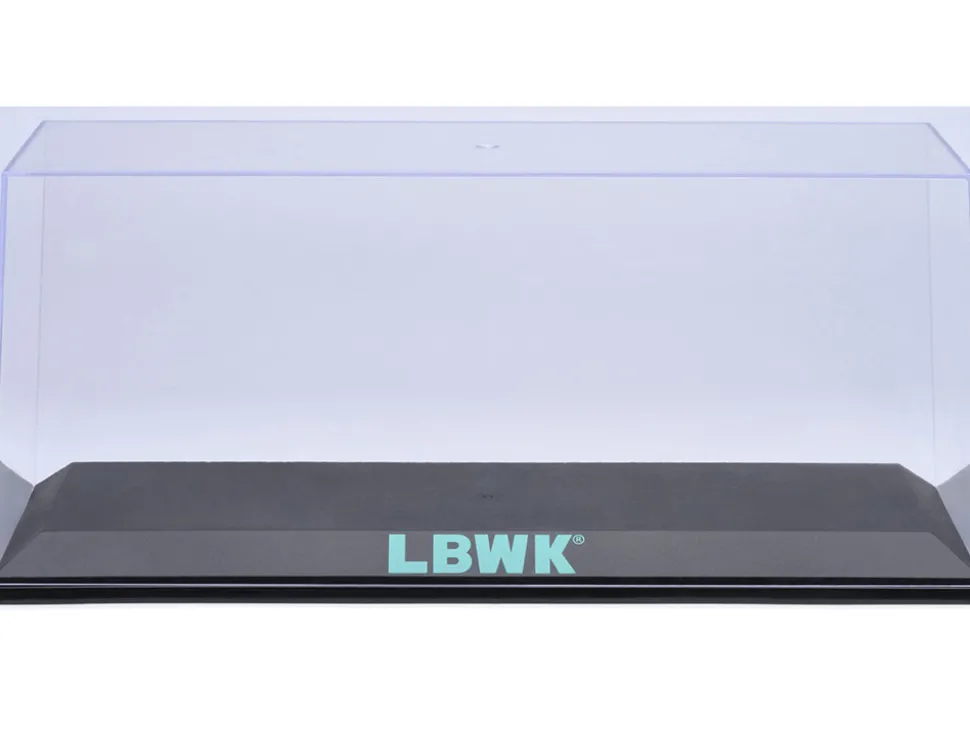 Collectible Display Show Case with Black Plastic Base and Green "LBWK" Logo for 1/18-1/24 Scale Model Cars by Autoart