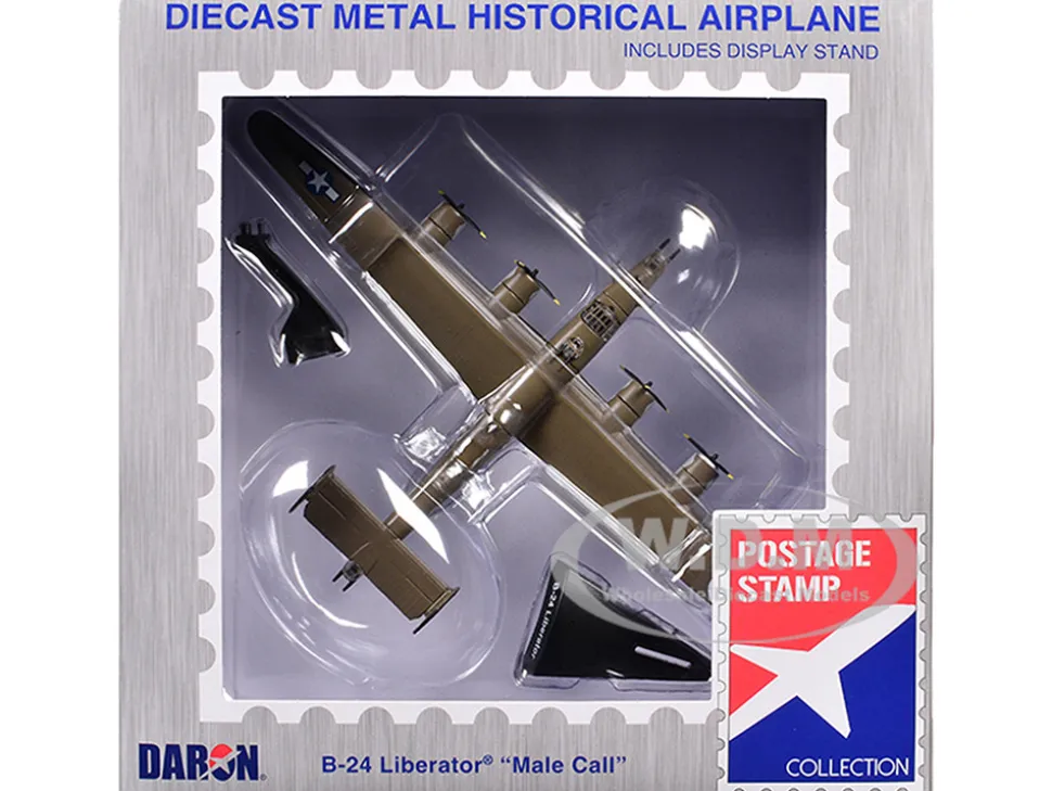Consolidated B-24 Liberator Bomber Aircraft "Male Call, 707th Bomb Squadron, 446th Bomb Group" United States Army Air Forces 1/163 Diecast Model Airplane by Postage Stamp