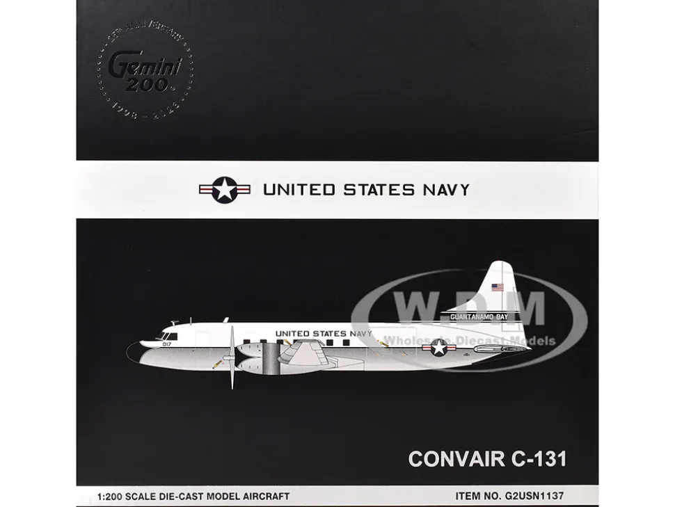 Convair C-131 Samaritan Transport Aircraft "United States Navy - NAS Guantanamo Bay" (141017) White and Gray "Gemini 200" Series 1/200 Diecast Model Airplane by GeminiJets