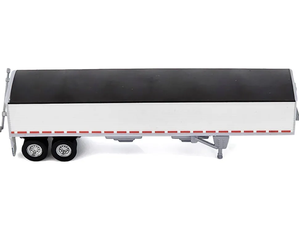 Covered Grain Trailer White with Black Tarp 1/87 (HO) Plastic Model Car by HO Logistics