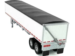Covered Grain Trailer White with Black Tarp 1/87 (HO) Plastic Model Car by HO Logistics