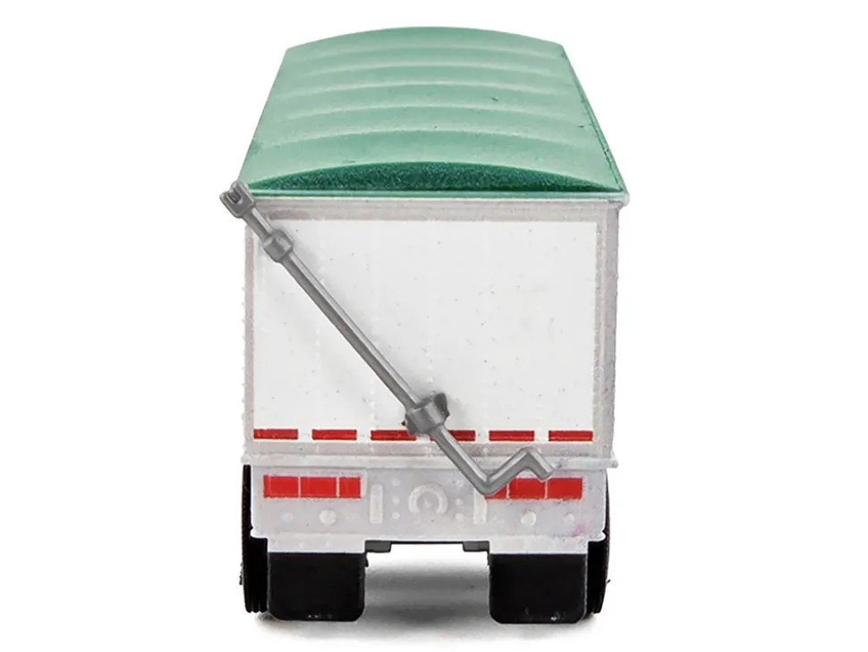 Covered Grain Trailer White with Green Tarp 1/87 (HO) Plastic Model Car by HO Logistics