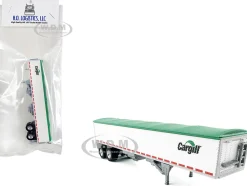 Covered Grain Trailer White with Green Tarp